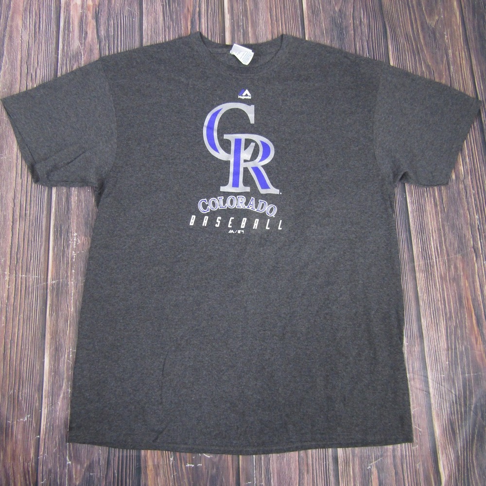 Colorado Rockies Shirt Mens XL Gray MLB‎ Baseball Majestic Graphic Crewneck Tee